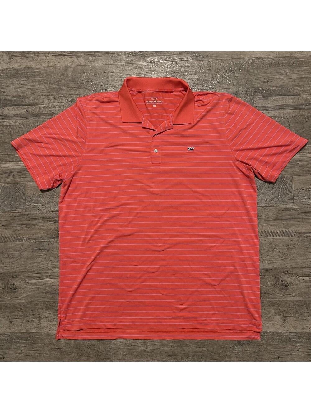 Vineyard Vines Performance Polo Shirt Stretch Short Sleeve Striped XXL 2XL